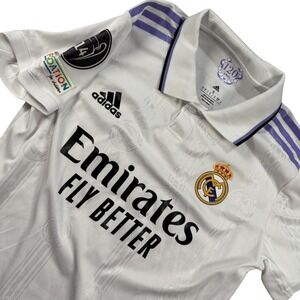 Adidas Real Madrid 120th Anniversary Benzema Soccer Jersey White La liga Sz S